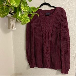 Nautica Burgundy Wine Chunky Knit Sweater